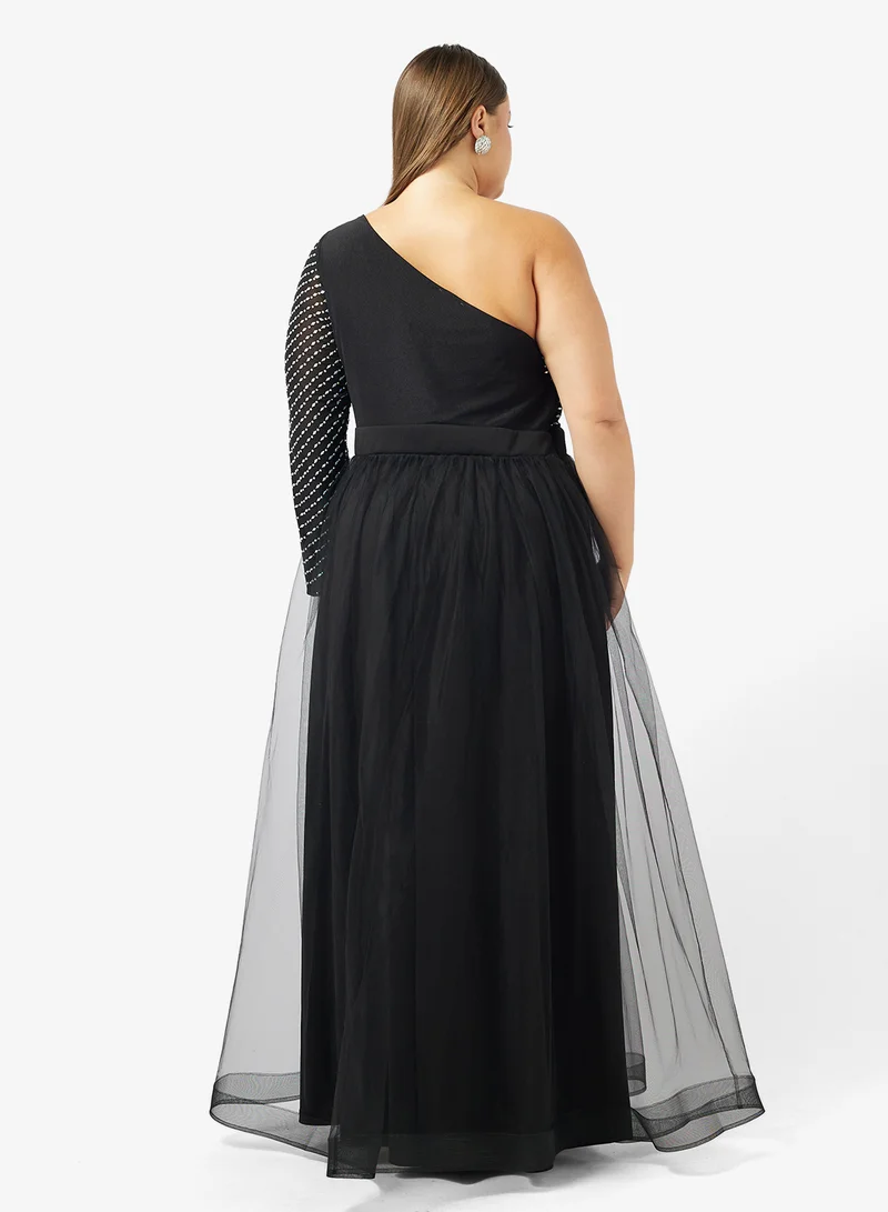 ايلا بلس فستان مقاس كبير بكتف واحد بتصميم -